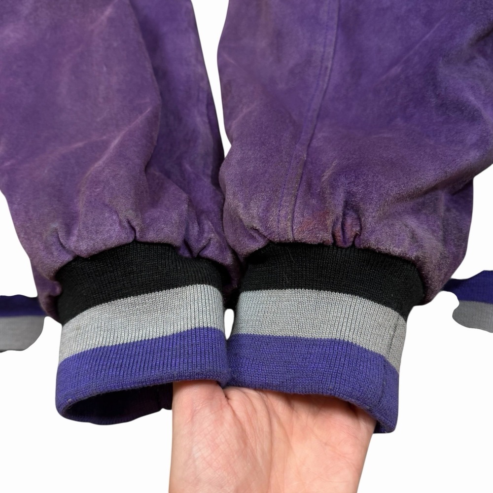 Vintage Jeff Hamilton Sacramento‎ Kings Black Purple Suede Jacket Size XL - Picture 7 of 12
